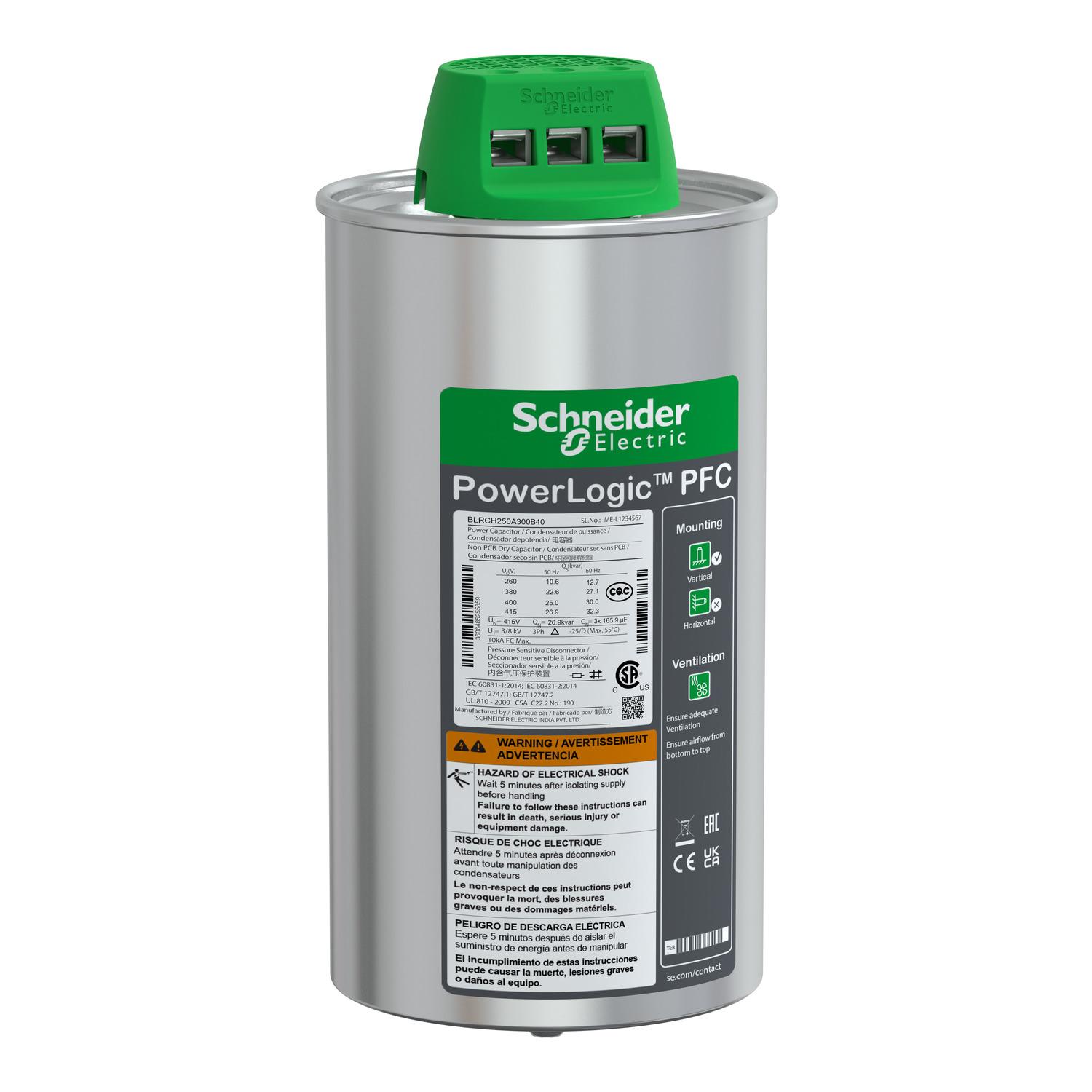 CAPACITOR SCHNEIDER 25/30 KVAR 380VAC 50/60 HZ BLRCH250A300B40
