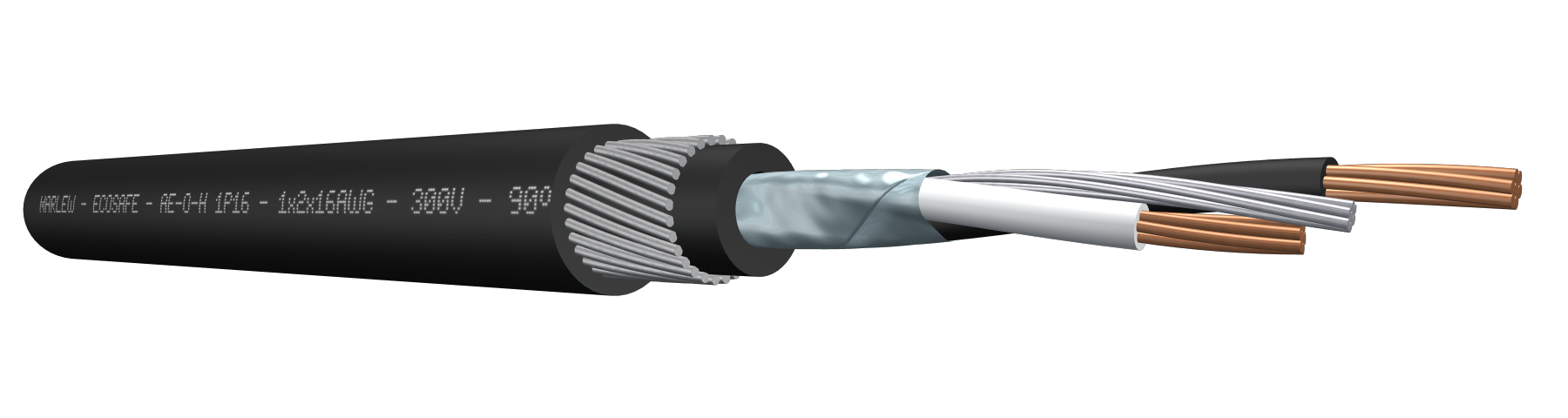 CABLE DE INSTRUMENT LIBRE HALOGENO MARLEW PAR CON BLINDAJE ARMADO 16 AWG AE 5200 H