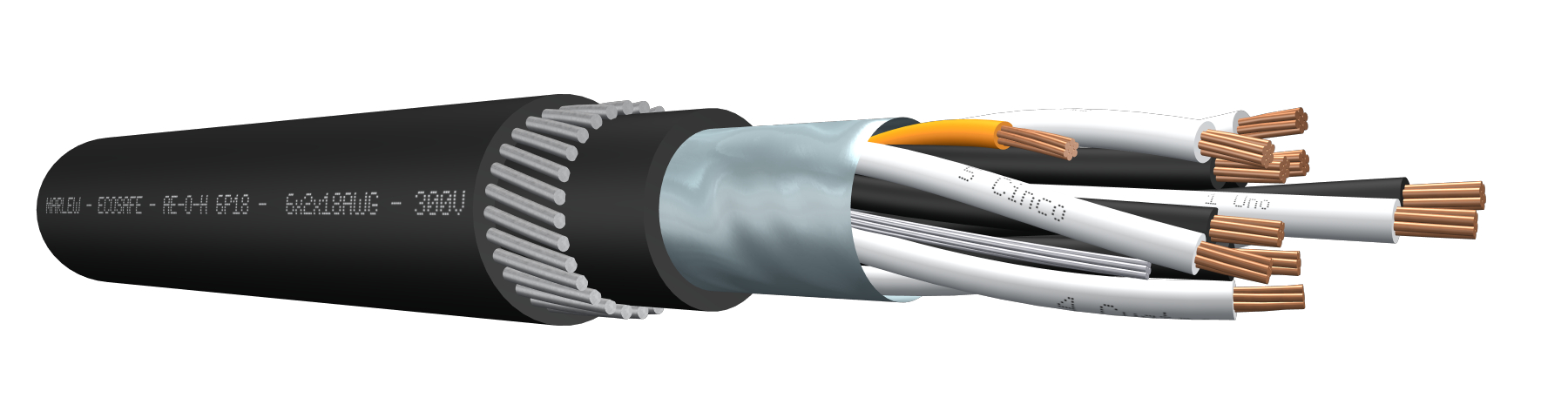 CABLE DE INSTRUMENT LIBRE HALOGENO MARLEW BLINDAJE GRAL ARMADO 18 AWG 6 PARES AE 7106 H