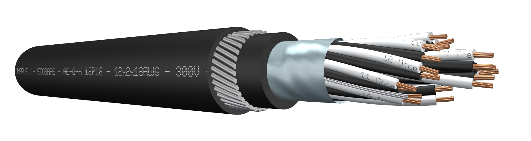 CABLE DE INSTRUMENT LIBRE HALOGENO MARLEW BLINDAJE GRAL ARMADO 18 AWG 12 PARES AE 7112 H