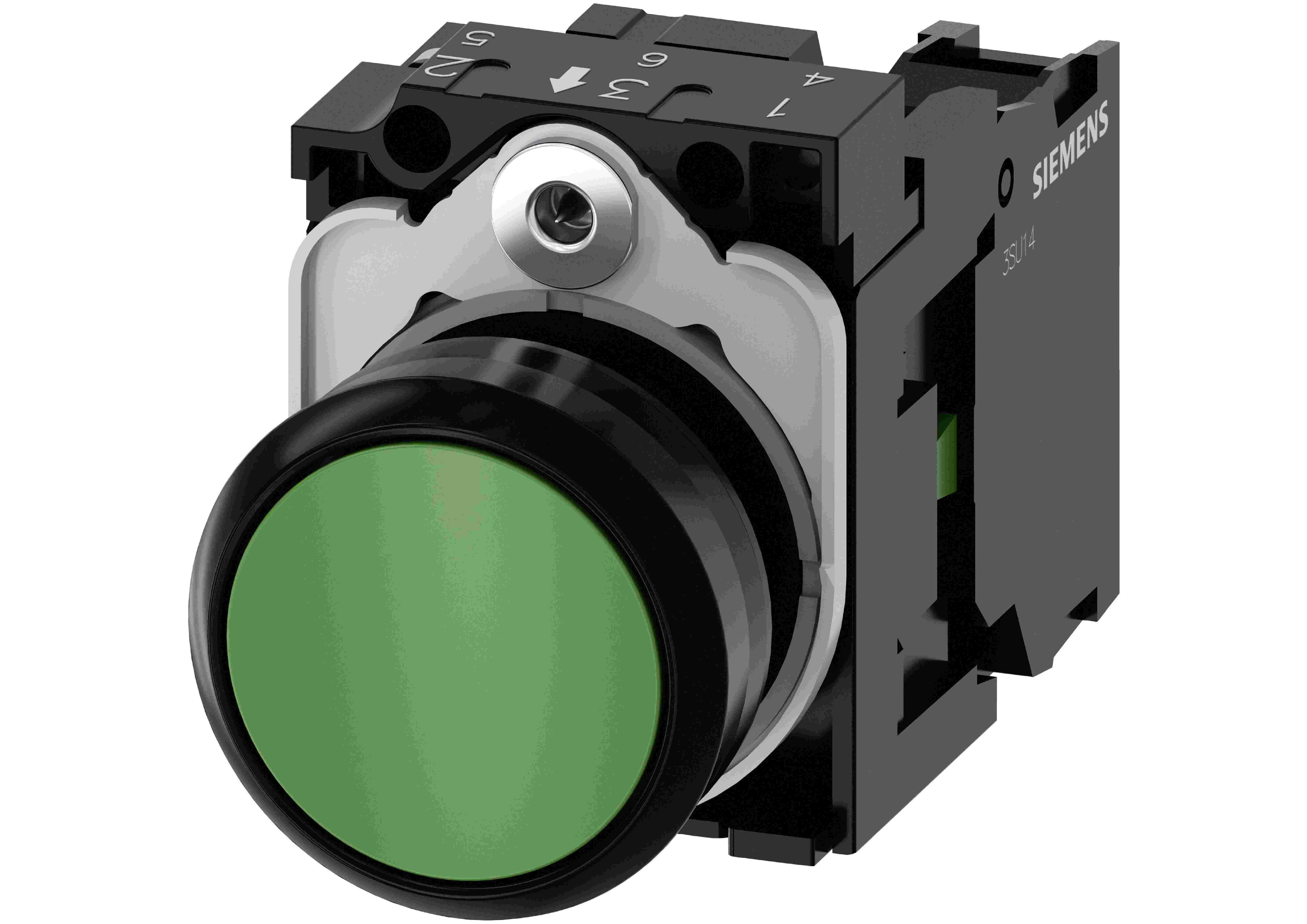 BOTONERA SIEMENS VERDE 1NA 22MM PLASTICO, RASANTE 3SU1100-0AB40-1BA0