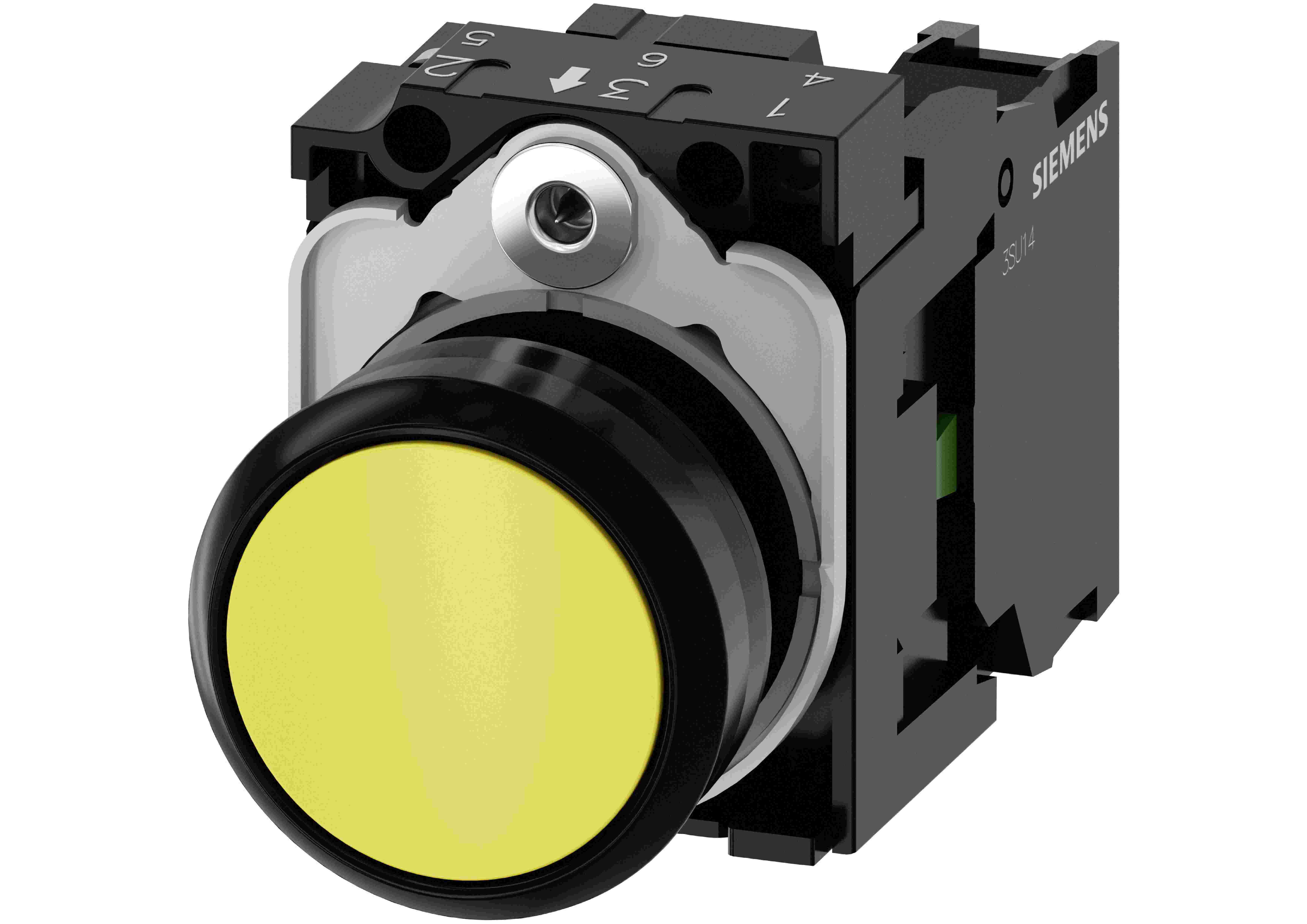 BOTONERA SIEMENS AMARILLO 1NA 22MM PLASTICO, RASANTE 3SU1100-0AB30-1BA0