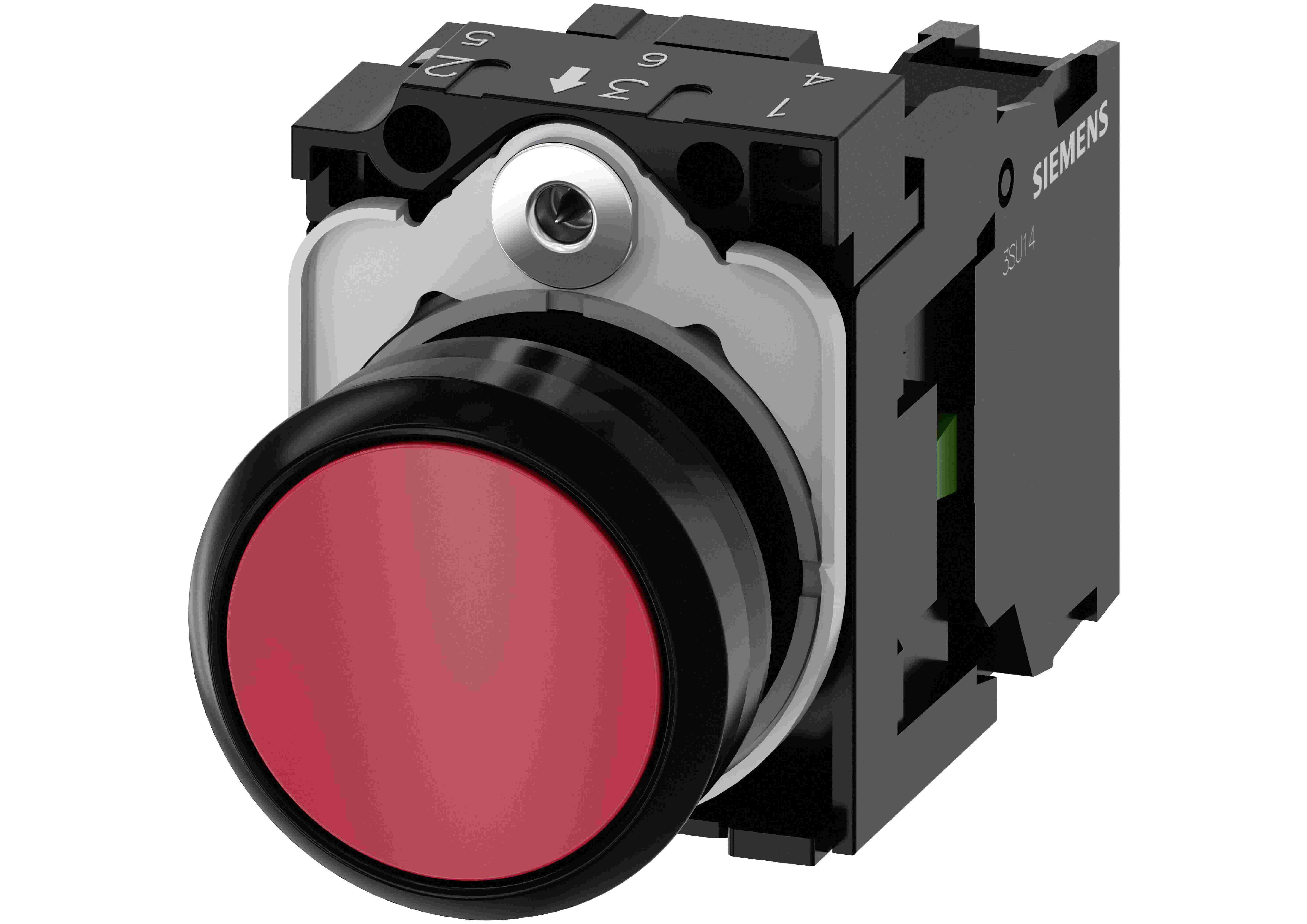 BOTONERA SIEMENS ROJO 1NA 22MM PLASTICO, RASANTE 3SU1100-0AB20-1BA0