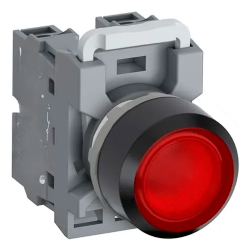 BOTONERA MODULAR RASANTE LUMINOSO ABB CON LED 22MM ROJO 1NA-1NC 24VAC/DC