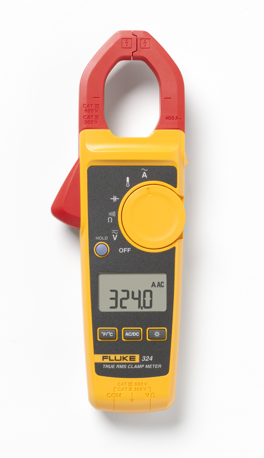PINZA DIGITAL TRUE RMS 4KΩ VDC/AC-600V-400A/AC-1000MF-TEMP -10 -400 °C-CAT-IV FLUKE-324 VOLT/AMP