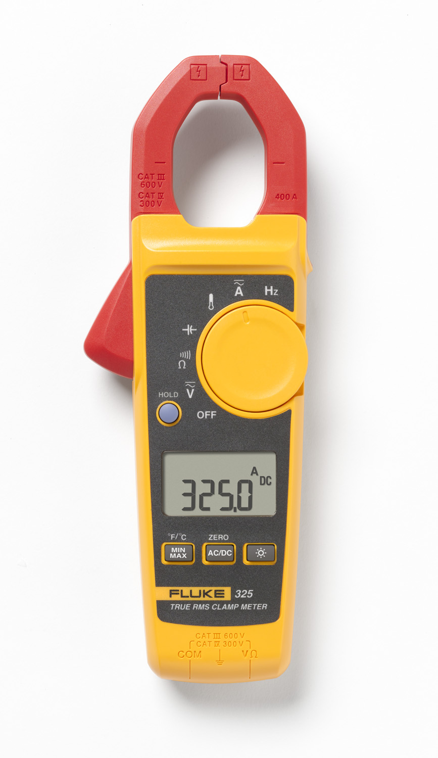 PINZA DIGITAL TRUE RMS 4KΩ VDC/AC-600V-400A/AC/DC/HZ-1000MF-TEMP-10 -400°C-CAT-IV FLUKE-325 VOLT/AMP