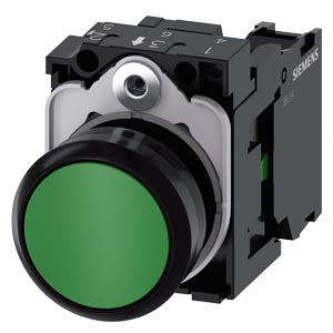 BOTONERA SIEMENS VERDE 1NA 22MM PLASTICO, RASANTE 3SU1100-0AB40-1BA0